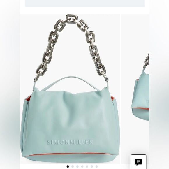 Simon Miller Linked Turnover Puffy Faux-leather Shoulder Bag In Salted Blue #19 - Picture 1 of 11